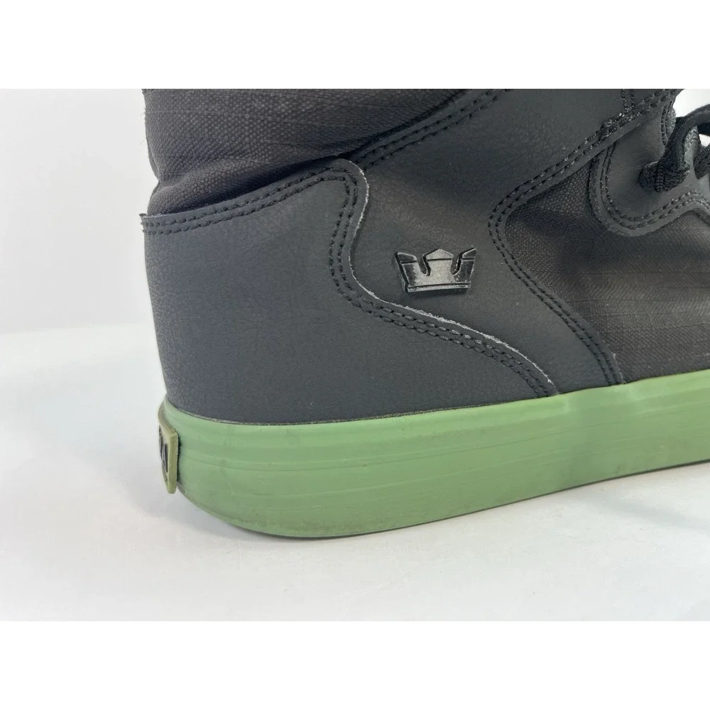 SUPRA Vaider high-top Skate Shoes Black Green Canvas Men's Size 9